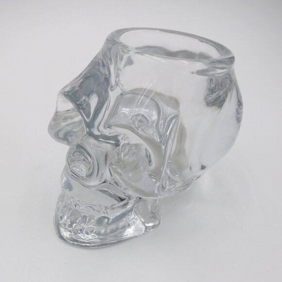 Heavy Clear Glass Skull Holder or Candle Decoration or Small Object Display - Picture 10 of 10